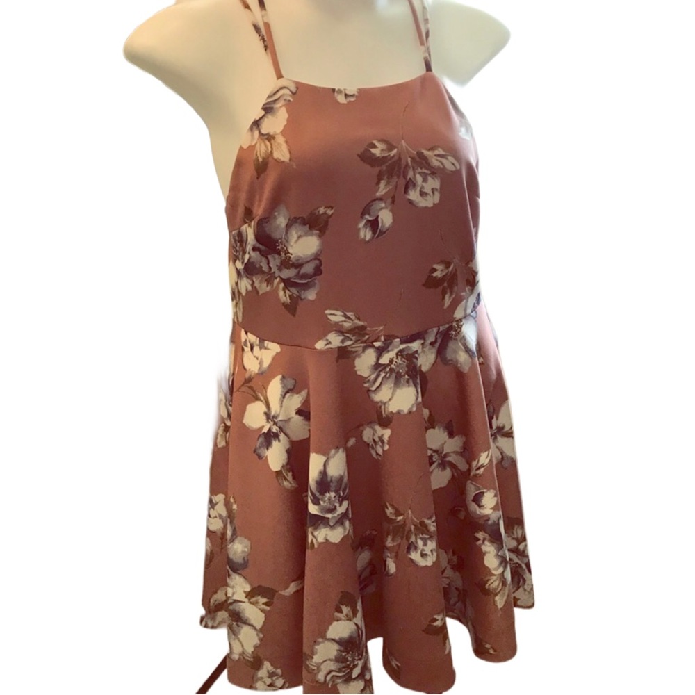 Muave Floral Skater style circle skirt dress Plus - Picture 2 of 3